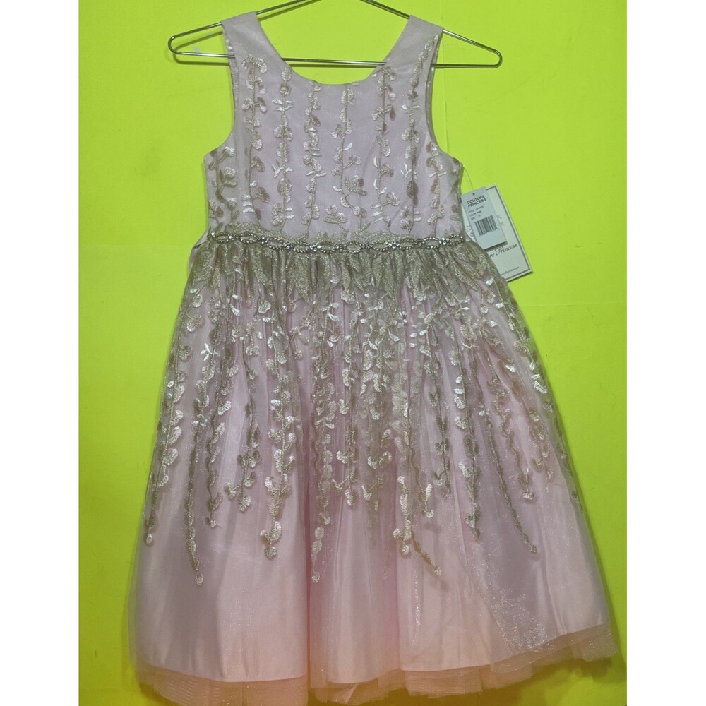 couture princess dress gold pink glamour beads size 10